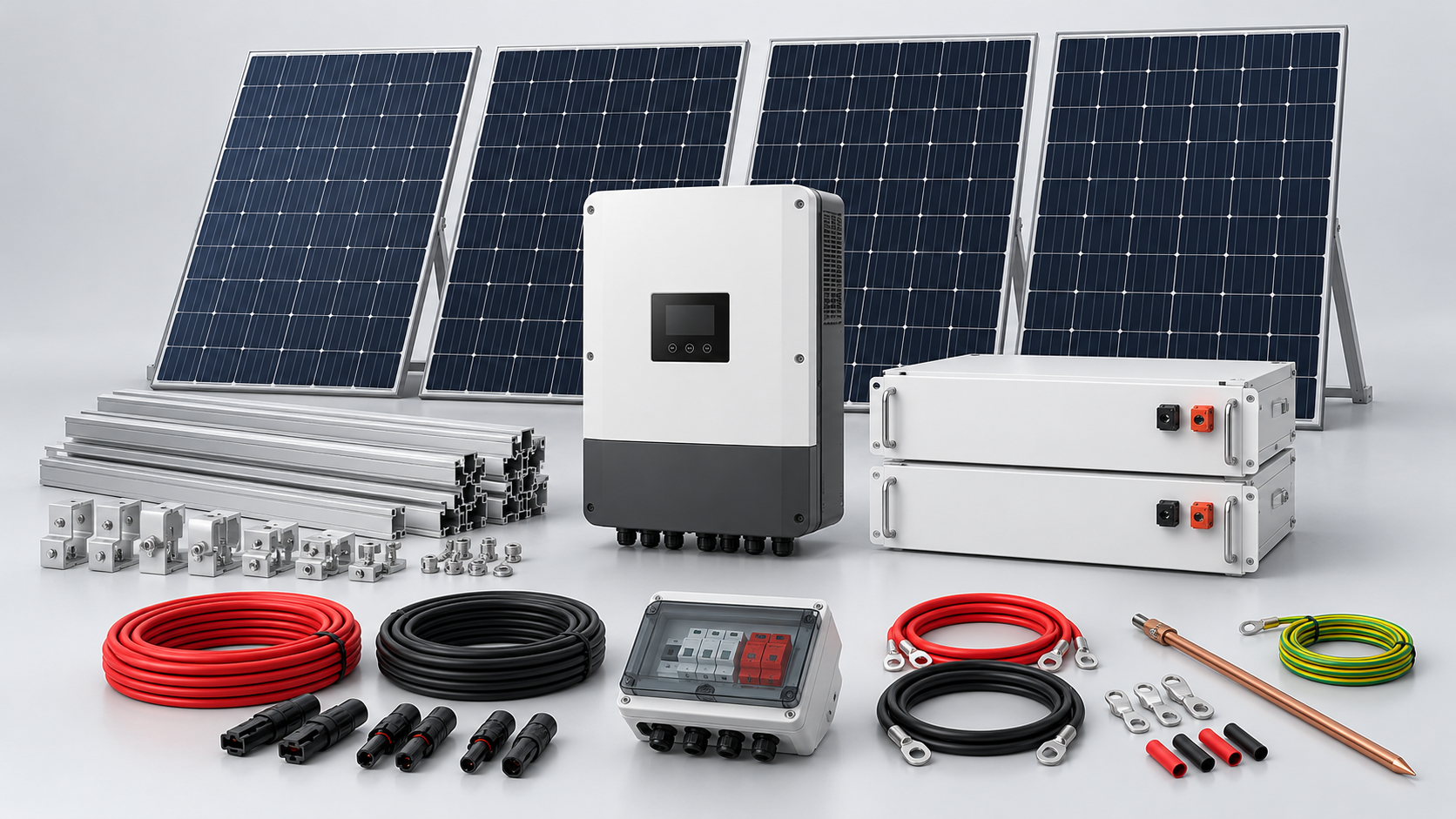 Illustrative complete solar equipment arrangement